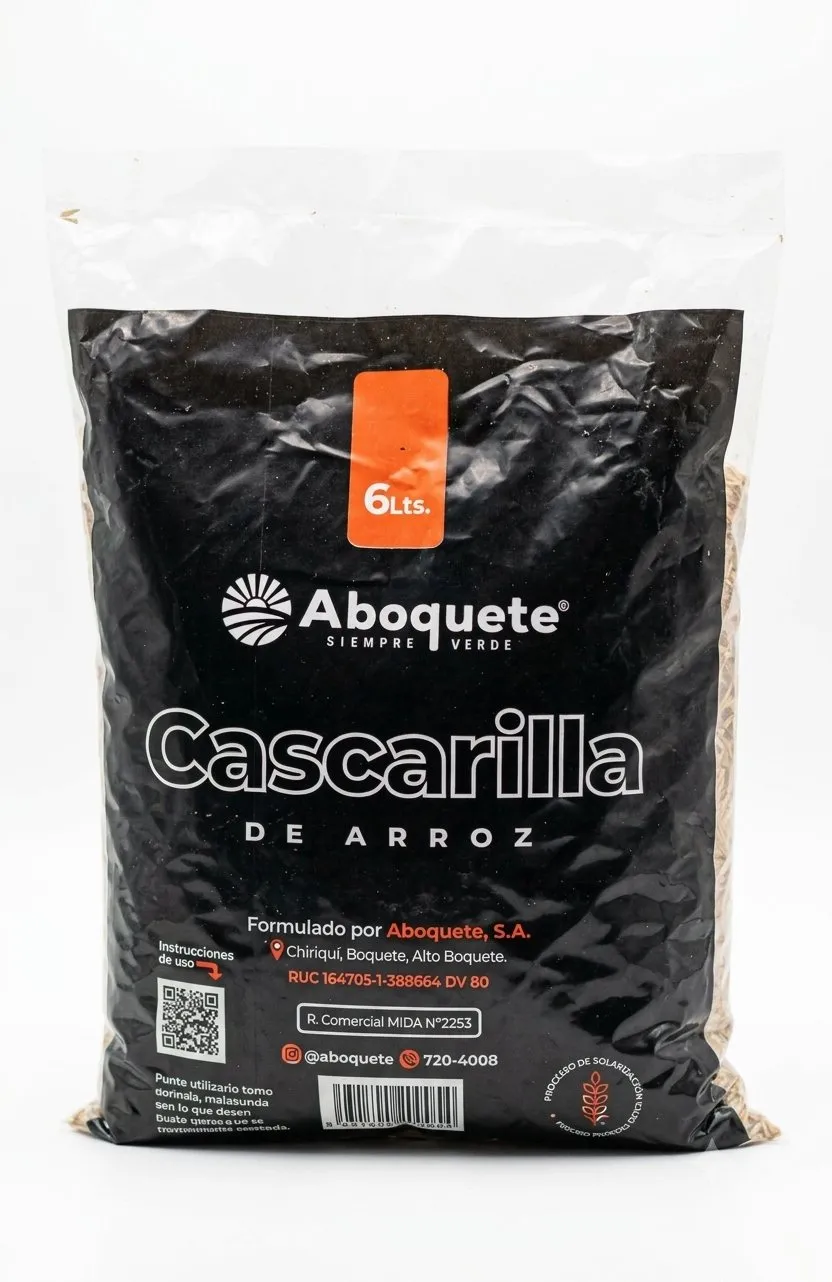Cascarilla de Arroz Aboquete — Sustrato solarizado de alto drenaje